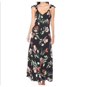 ASTR The Label Maxi Dress Sz S Florentina Navy Floral Boho Euro Summer Romantic